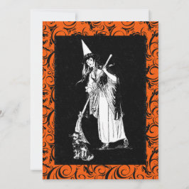 Tarjeta Vintage Halloween Witch