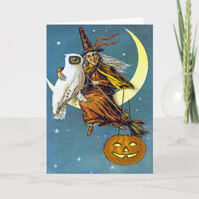 Tarjeta Vintage Halloween Witch (Anverso)