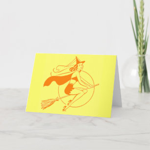 Tarjeta Vintage Halloween Witch
