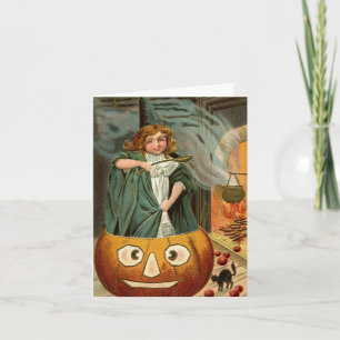 Tarjeta Vintage Halloween Witch