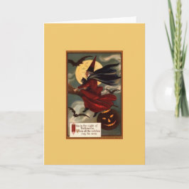 Tarjeta Vintage Halloween Witch Greet Card