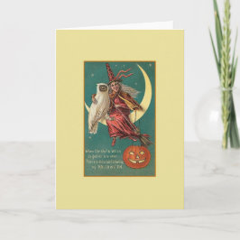 Tarjeta Vintage Halloween Witch Greet Card