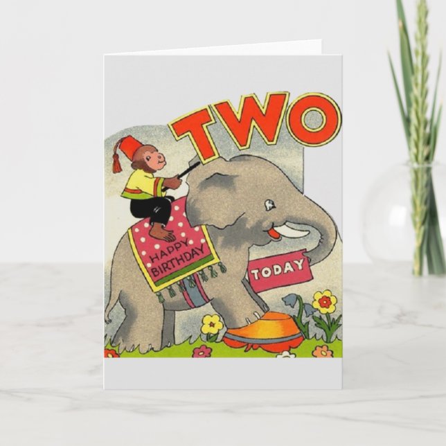 Tarjeta Vintage Happy Birday Two Year (Anverso)