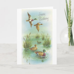 Tarjeta Vintage Happy Birday with Ducks