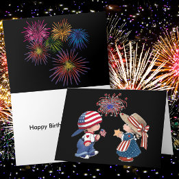 Tarjeta Vintage Happy Birthday America Black Greet