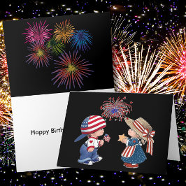 Tarjeta Vintage Happy Birthday America Black Greet