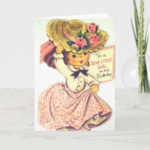 Tarjeta Vintage Happy Birthday Little Girl