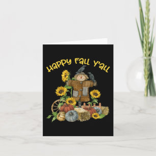 Tarjeta Vintage Happy Fall Y'all Scarecrow Acción de Graci
