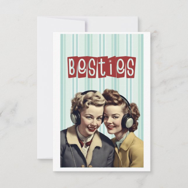 Tarjeta Vintage Happy Galentine's Day Bestie (Anverso)