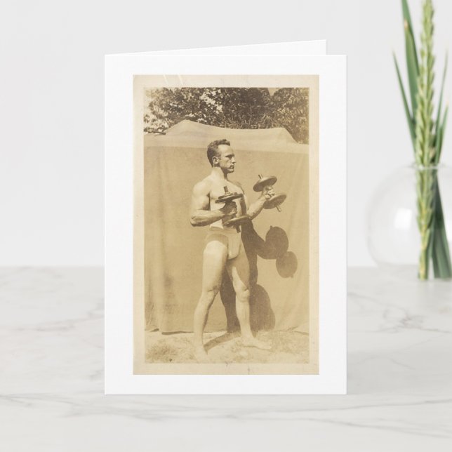 Tarjeta Vintage - Hombres Con Músculos, (Anverso)
