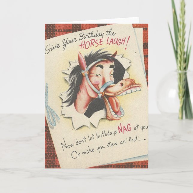 Tarjeta Vintage "Horse" Birday (Anverso)