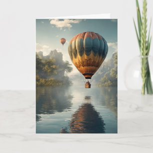 Tarjeta Vintage Hot Air Balloon Birday