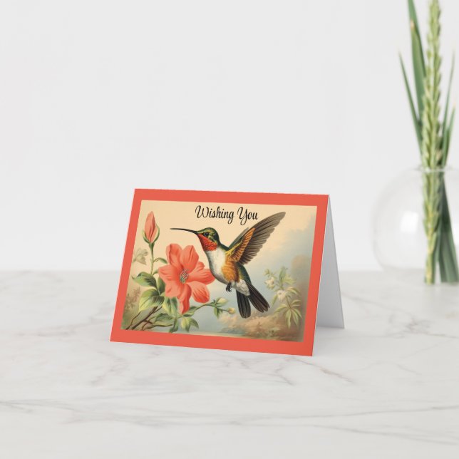 Tarjeta Vintage Hummingbird Birthday Card (Anverso)