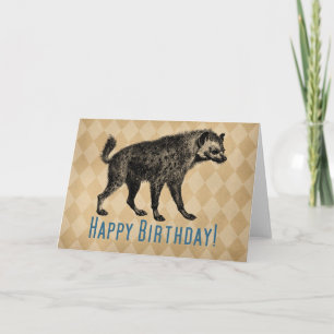 Tarjeta Vintage Hyena Happy Birday