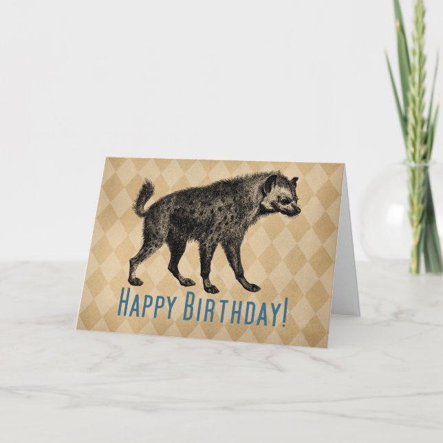 Tarjeta Vintage Hyena Happy Birday (Anverso)