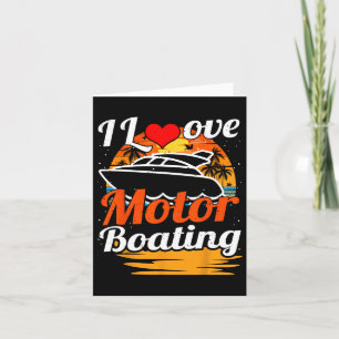 Tarjeta Vintage I Love Motor Boating Retro Funny Boater