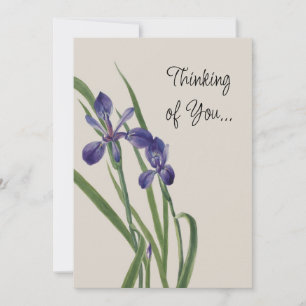 Tarjeta Vintage Iris Flowers Botanical Watercolor Note