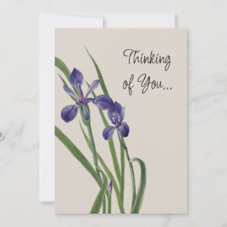 Tarjeta Vintage Iris Flowers Botanical Watercolor Note