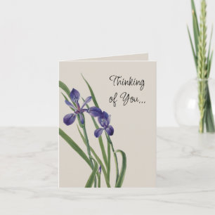 Tarjeta Vintage Iris Flowers Botanical Watercolor Note
