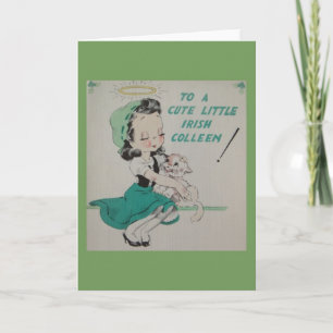 Tarjeta Vintage Irish Colleen Greet Card