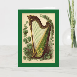 Tarjeta Vintage Irish Harp Greeting Card