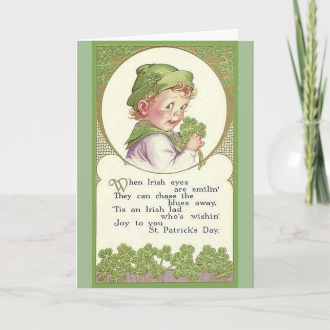 Tarjeta Vintage Irish Lad St. Patrick's Day Card (Anverso)