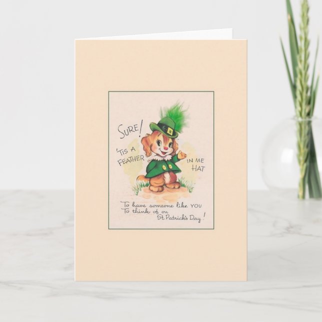 Tarjeta Vintage Irish Puppy St. Patrick's Day Card (Anverso)