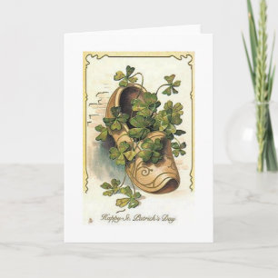 Tarjeta Vintage Irish Shamrock Shoe St. Patrick's Day Card