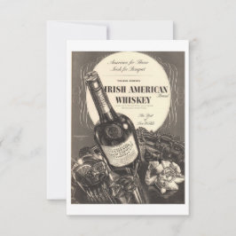 Tarjeta vintage irlandesa estadounidense Whiskey