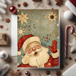 Tarjeta Vintage Jolly Santa Claus Christmas