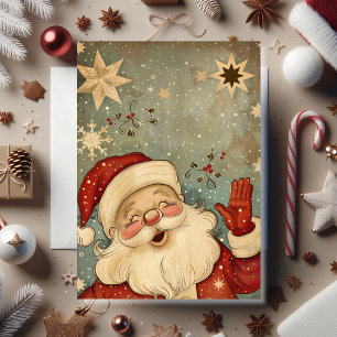 Tarjeta Vintage Jolly Santa Claus Navidad