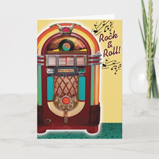 Tarjeta Vintage Juke Box Retro cumpleaños (Anverso)