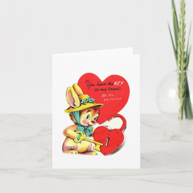 Tarjeta Vintage Key to My Heart Valentine (Anverso)