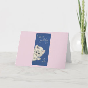 Tarjeta Vintage Kitten Belthday Card