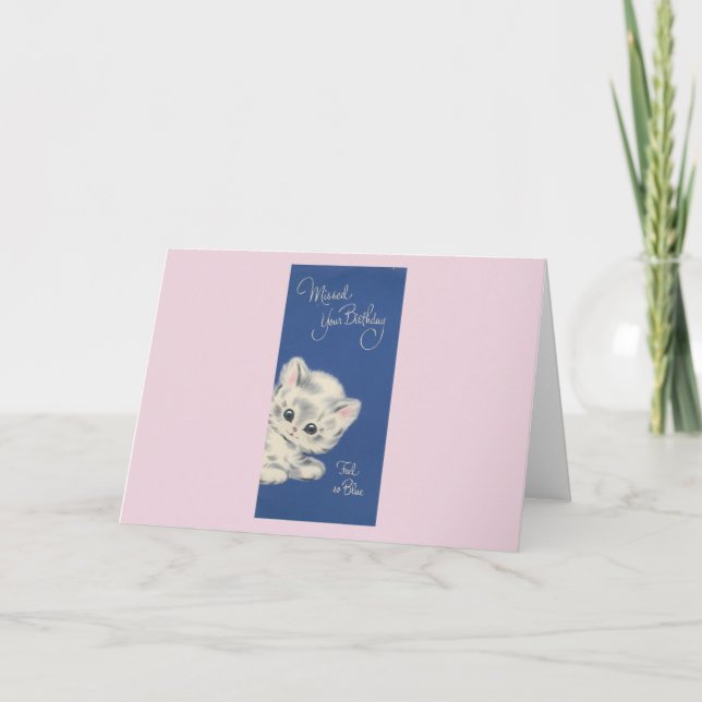 Tarjeta Vintage Kitten Belthday Card (Anverso)