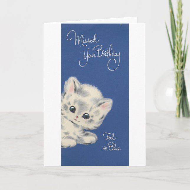 Tarjeta Vintage Kitten Belthday Card (Anverso)