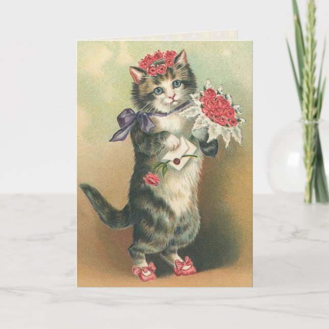 Tarjeta Vintage Kitten Birday Card (Anverso)