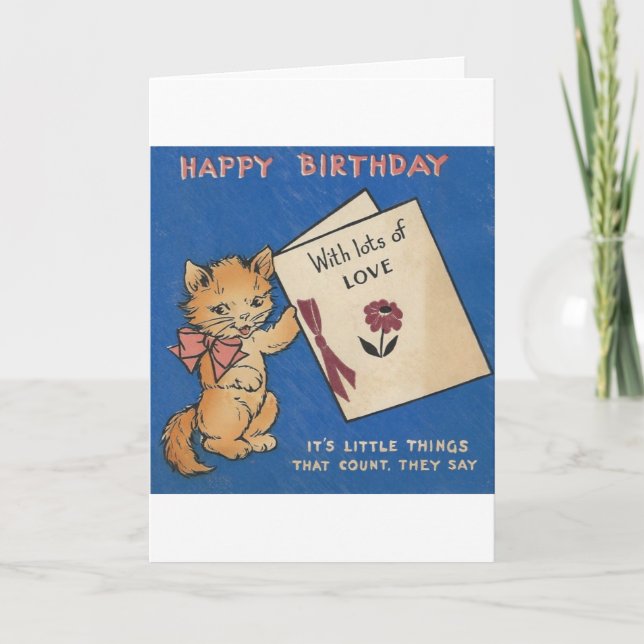 Tarjeta Vintage Kitty Birday Card (Anverso)