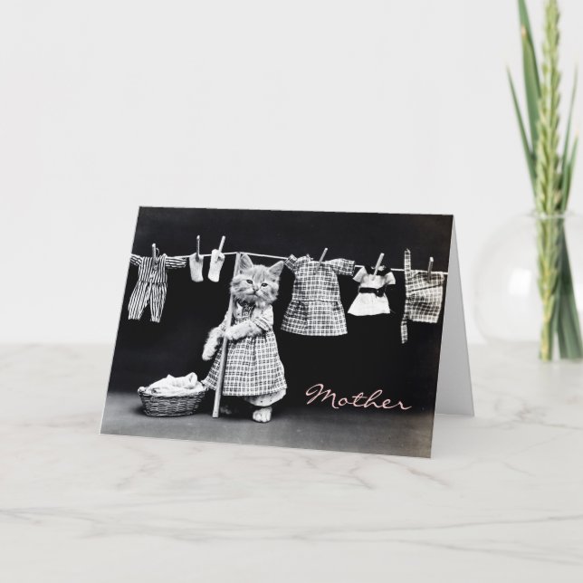 Tarjeta Vintage Kitty Mom Mother's Day Card (Anverso)