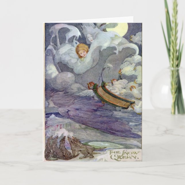 Tarjeta Vintage - la reina de la nieve, (Anverso)