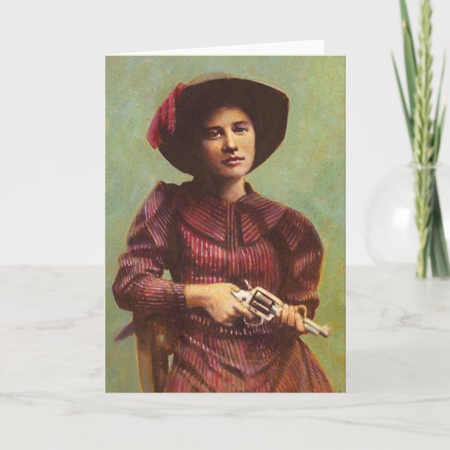 Tarjeta Vintage Lady Outlaw Greetings Card (Anverso)