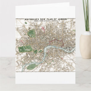 Tarjeta Vintage London City Plan Antiguo Histórico