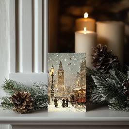 Tarjeta Vintage London Navidades de invierno Cityscape
