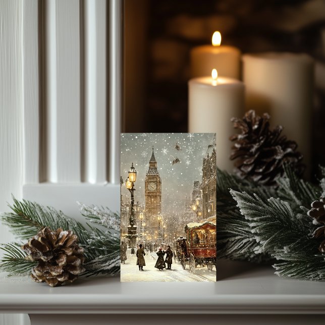 Tarjeta Vintage London Navidades de invierno Cityscape (Subido por el creador)