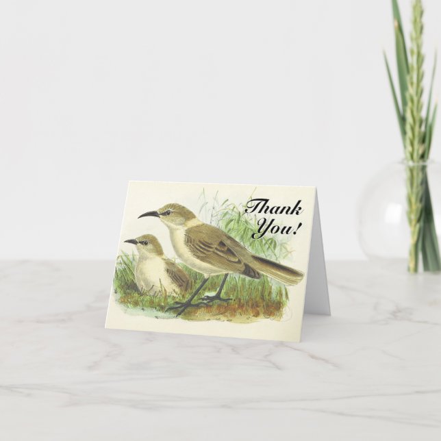 Tarjeta Vintage Look, Dos Aves, "¡Gracias! (Anverso)