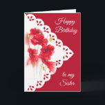 Tarjeta Vintage Look Red Poppy Flower for Sister Birday<br><div class="desc">Vintage Look Red Poppy Flower for Sister Birday</div>