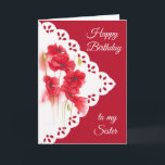 Tarjeta Vintage Look Red Poppy Flower for Sister Birday<br><div class="desc">Vintage Look Red Poppy Flower for Sister Birday</div>