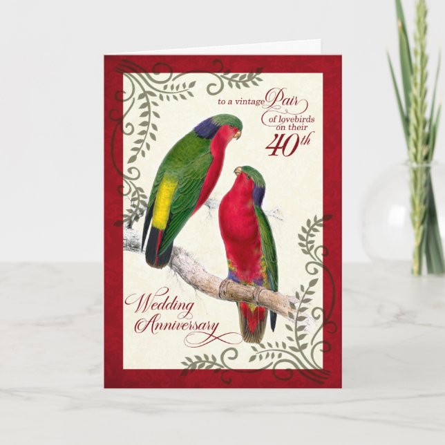 Tarjeta Vintage Lorikeet Parrots (Anverso)