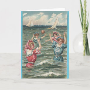 Tarjeta Vintage - Los amigos se divierten al sol,