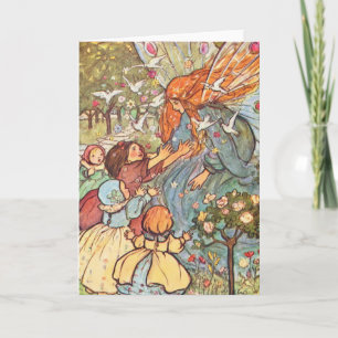 Tarjeta Vintage - Los niños saludan a los productos lácteo